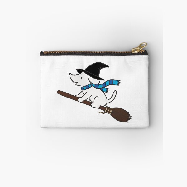 Item preview, Cute Witch Dog Flying on a Broom Halloween Illustration designed and sold by pinkstickstore.