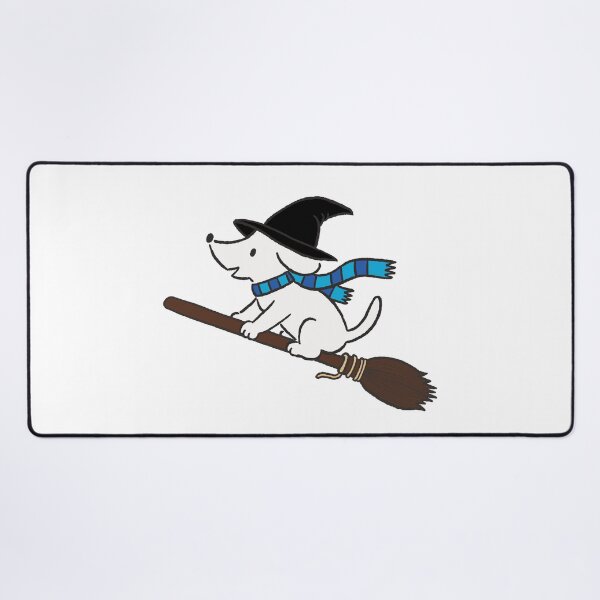 Item preview, Cute Witch Dog Flying on a Broom Halloween Illustration designed and sold by pinkstickstore.