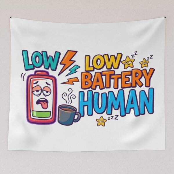 Item preview, Low Battery Human | Funny Coffee Lover Typography T-Shirt with Battery Icon designed and sold by Faisal  Shah.