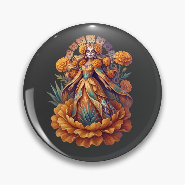 Item preview, Día de los Muertos Marigold Flower Goddess designed and sold by MythicCotton.