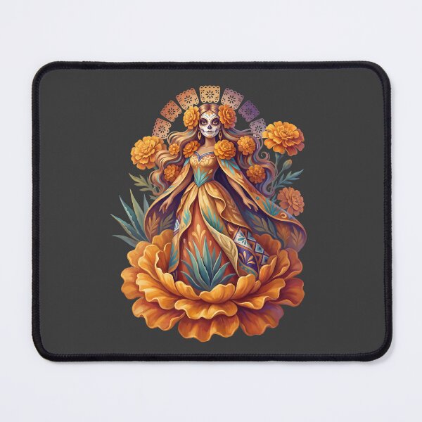 Item preview, Día de los Muertos Marigold Flower Goddess designed and sold by MythicCotton.