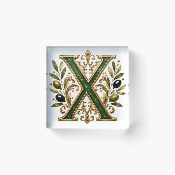 Item preview, Elegant Letter X Monogram with Olive Branches & Gold Botanical Design | Luxury Green Floral Initial designed and sold by MoodLay.