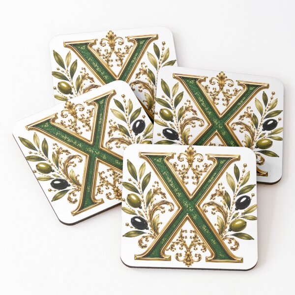 Item preview, Elegant Letter X Monogram with Olive Branches & Gold Botanical Design | Luxury Green Floral Initial designed and sold by MoodLay.