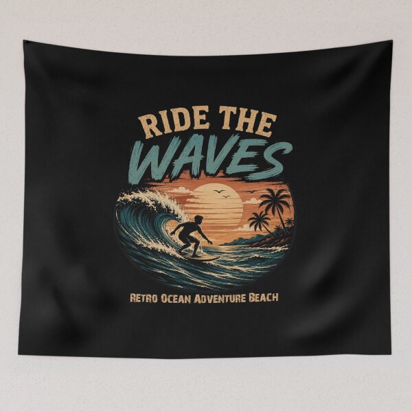 Item preview, Ride The Waves Surfing Design – Retro Ocean Adventure Beach T-Shirt designed and sold by Artimax-Studio.
