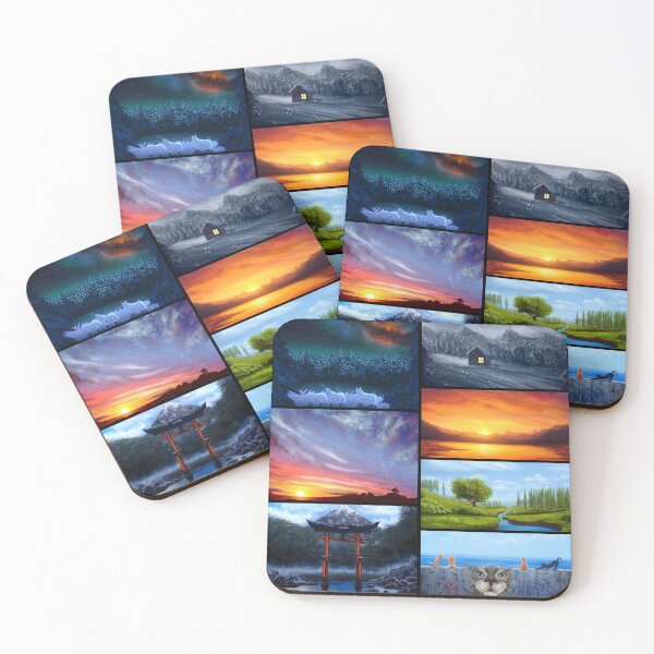 Item preview, Aesthetic landscape paintings collage 7 artworks designed and sold by Witseart.