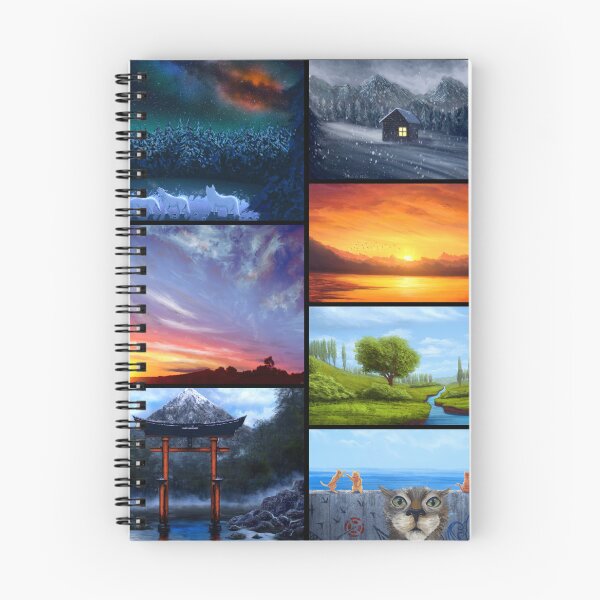Item preview, Aesthetic landscape paintings collage 7 artworks designed and sold by Witseart.