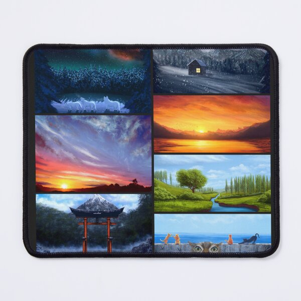 Item preview, Aesthetic landscape paintings collage 7 artworks designed and sold by Witseart.