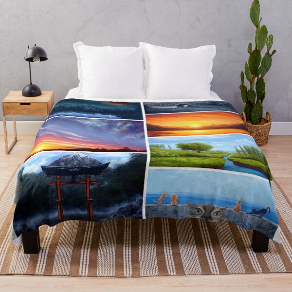 Item preview, Aesthetic landscape paintings collage 7 artworks designed and sold by Witseart.
