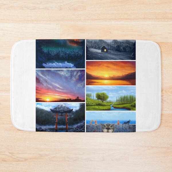 Item preview, Aesthetic landscape paintings collage 7 artworks designed and sold by Witseart.