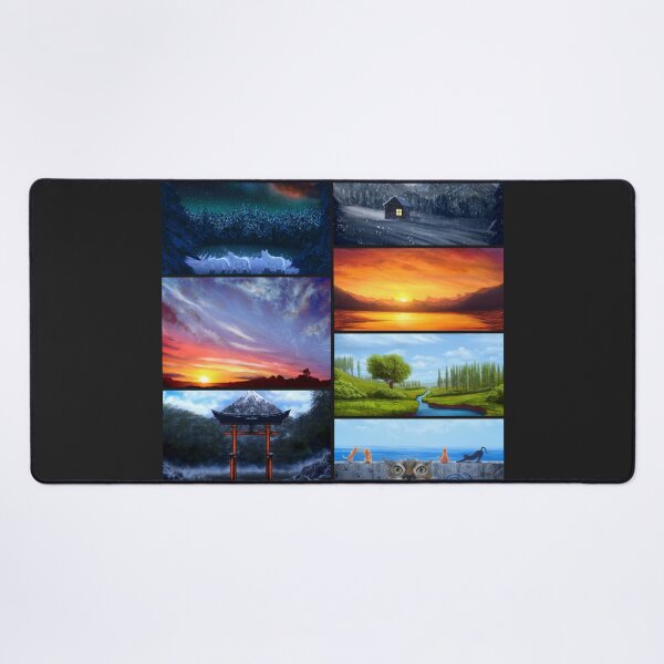 Item preview, Aesthetic landscape paintings collage 7 artworks designed and sold by Witseart.