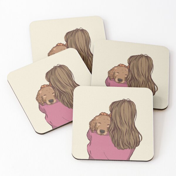 Item preview, Woman in a pink shirt hugging her cute dog  designed and sold by Hessah-HA.