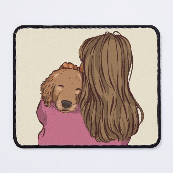 Item preview, Woman in a pink shirt hugging her cute dog designed and sold by Hessah-HA.