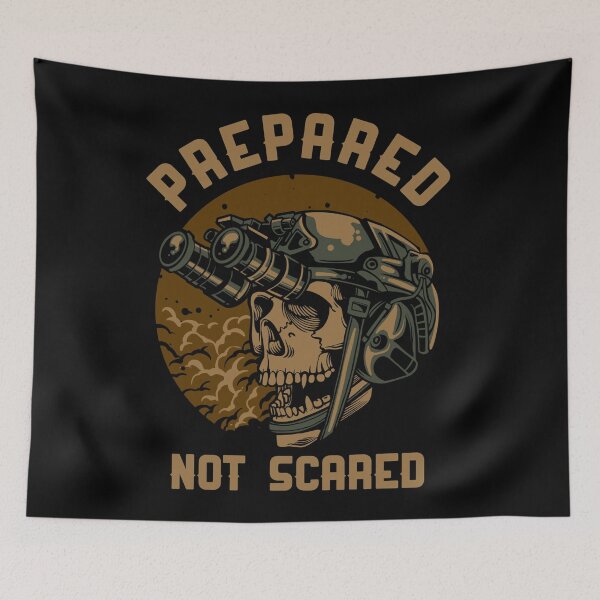 Item preview, Prepared Not Scared Tactical Skull Military Survival Vintage T-Shirt designed and sold by phsycartwork.