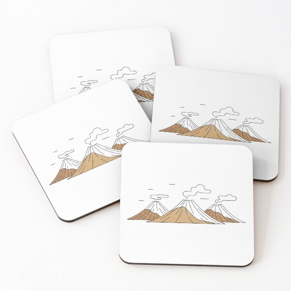 Item preview, Minimalist Volcano Landscape Smoke Clouds Line Art designed and sold by Amir Faysal.