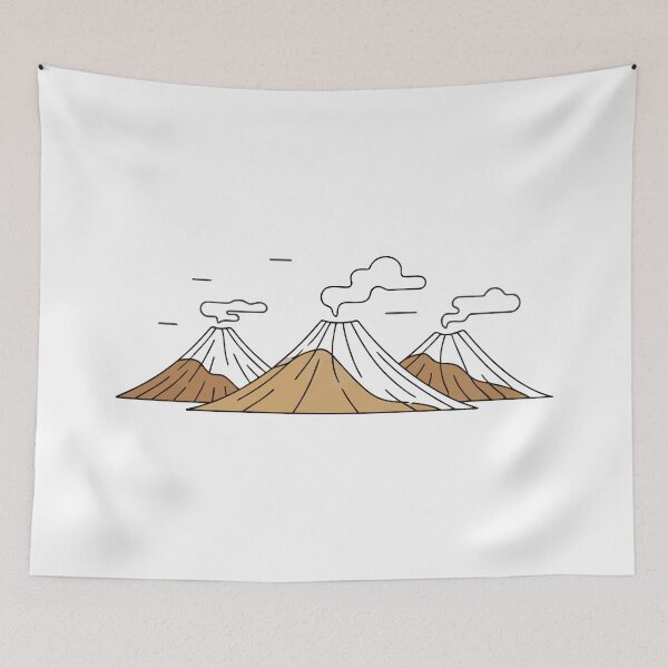 Item preview, Minimalist Volcano Landscape Smoke Clouds Line Art designed and sold by Amir Faysal.