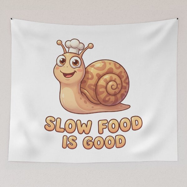Item preview, Slow Food Funny Snail Illustration – Fast Food Parody Humor Design 5 designed and sold by WordPlayStudio.
