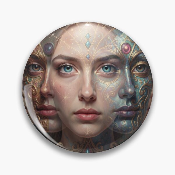 Item preview, Surreal Ornamental Identity – Multi‑Face Metallic Symbolic Fusion Portrait designed and sold by FotoworldEdel.