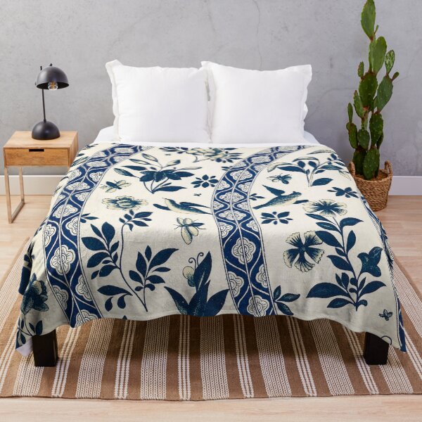 Item preview, Vintage Blue and White Chinoiserie Floral Pattern designed and sold by The Ravens Ballad.