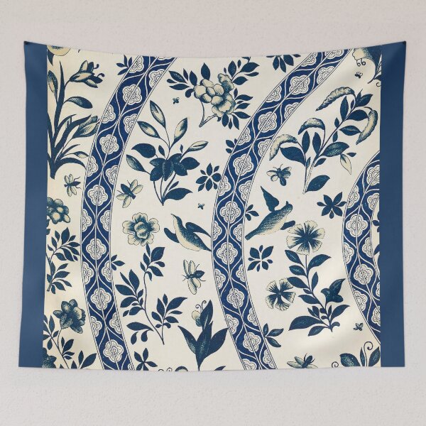 Item preview, Vintage Blue and White Chinoiserie Floral Pattern designed and sold by The Ravens Ballad.
