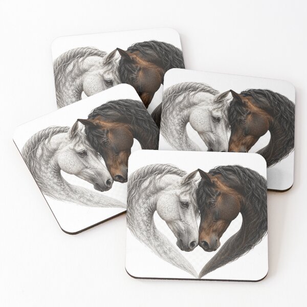 Item preview, Horse Heads Forming a Heart – Realistic Equine Love Art designed and sold by SmikiM.