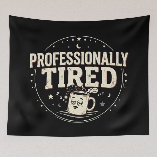 Item preview, Professionally Tired | Funny Vintage Coffee Typography T-Shirt designed and sold by Faisal  Shah.