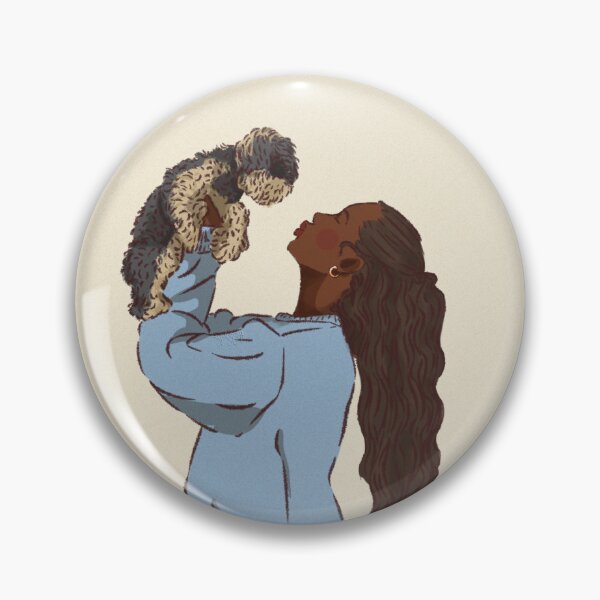 Item preview, Woman in a blue shirt holding her cute dog  designed and sold by Hessah-HA.