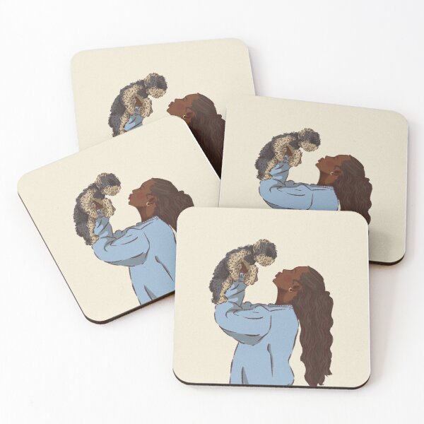Item preview, Woman in a blue shirt holding her cute dog  designed and sold by Hessah-HA.