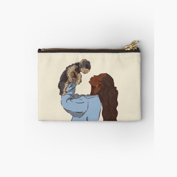 Item preview, Woman in a blue shirt holding her cute dog  designed and sold by Hessah-HA.