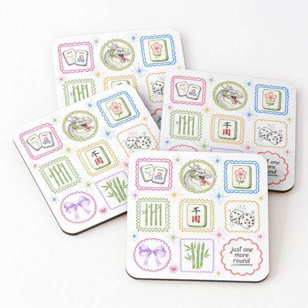 Item preview, Mahjong Lover Colorful Retro Game Night Collage designed and sold by LinaDesign Store.