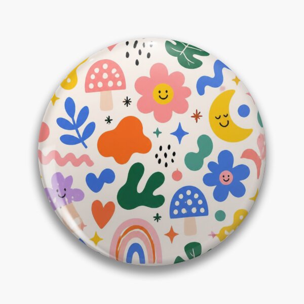 Item preview, Cute Retro Doodle Pattern | Smiley Flowers, Mushrooms & Rainbows designed and sold by My Gluten Free Life UK.