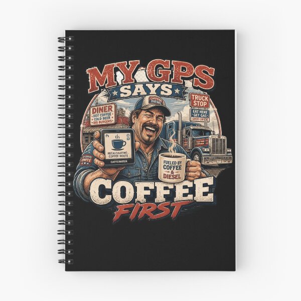 Item preview, Funny Trucker Gift My GPS Says Coffee First Semi Truck Driver Design designed and sold by thoughtswear.