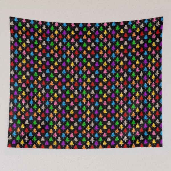 Item preview,  Multicolored Pine Cone Trees - Black  designed and sold by PatternTitan.
