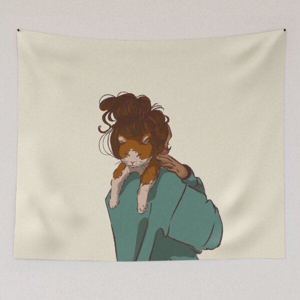Item preview, Woman in a green shirt holding her cute cat  designed and sold by Hessah-HA.