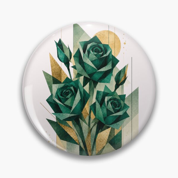 Item preview, Geometric Abstract Roses in emerald tones. A delicate bouquet. designed and sold by NewtBoo.