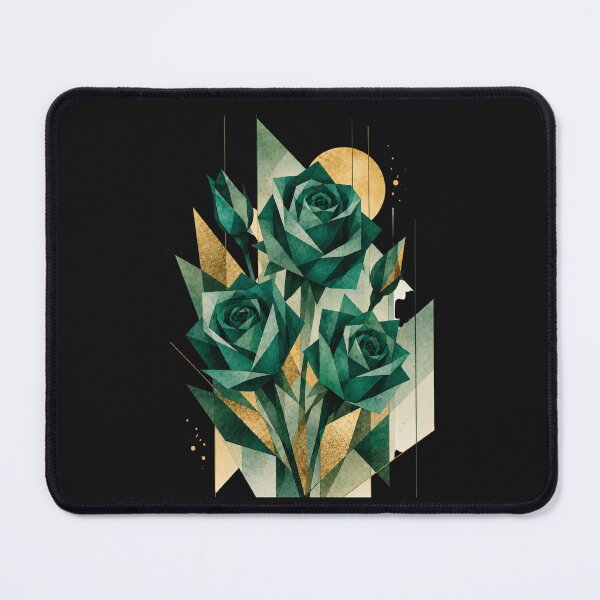 Item preview, Geometric Abstract Roses in emerald tones. A delicate bouquet. designed and sold by NewtBoo.
