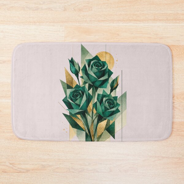 Item preview, Geometric Abstract Roses in emerald tones. A delicate bouquet. designed and sold by NewtBoo.