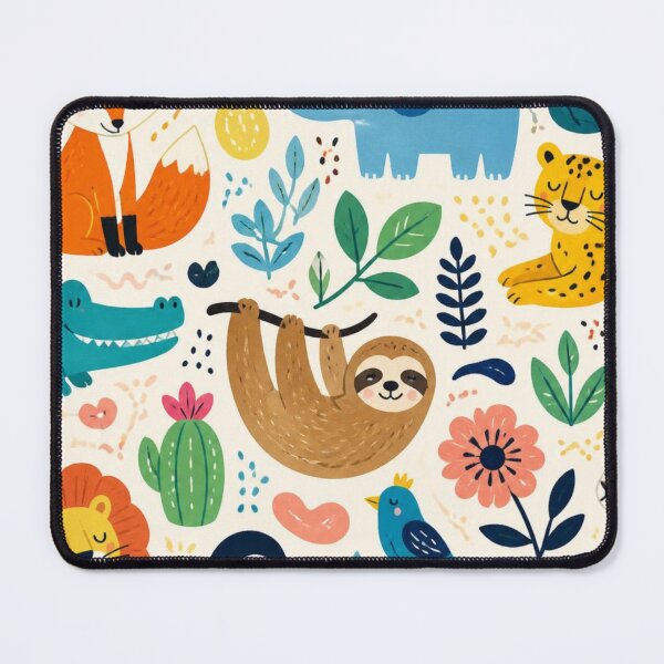 Item preview, Cute Woodland Safari Animals Pattern | Fox, Sloth, Elephant & Lion Illustration designed and sold by My Gluten Free Life UK.