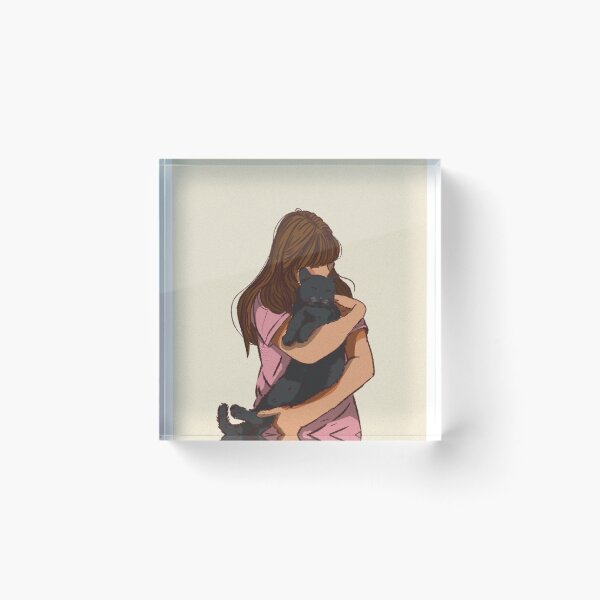 Item preview, Woman in a pink shirt holding her cute cat  designed and sold by Hessah-HA.