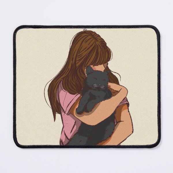 Item preview, Woman in a pink shirt holding her cute cat designed and sold by Hessah-HA.