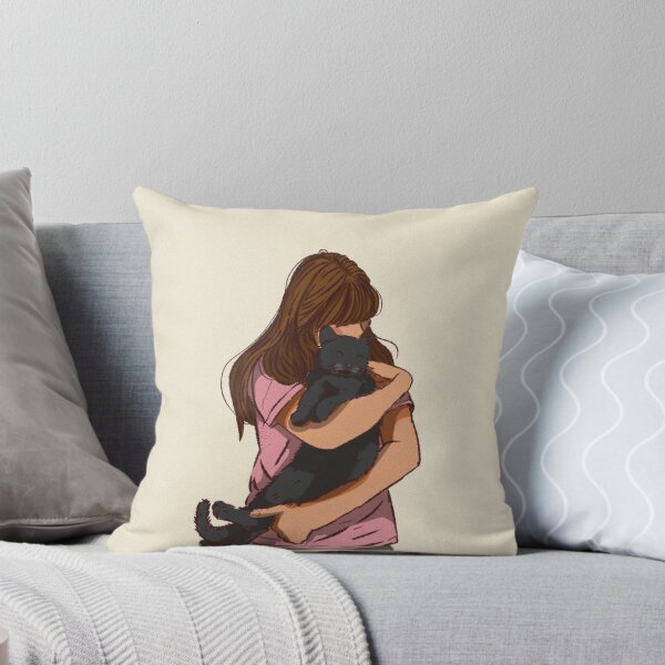 Item preview, Woman in a pink shirt holding her cute cat  designed and sold by Hessah-HA.