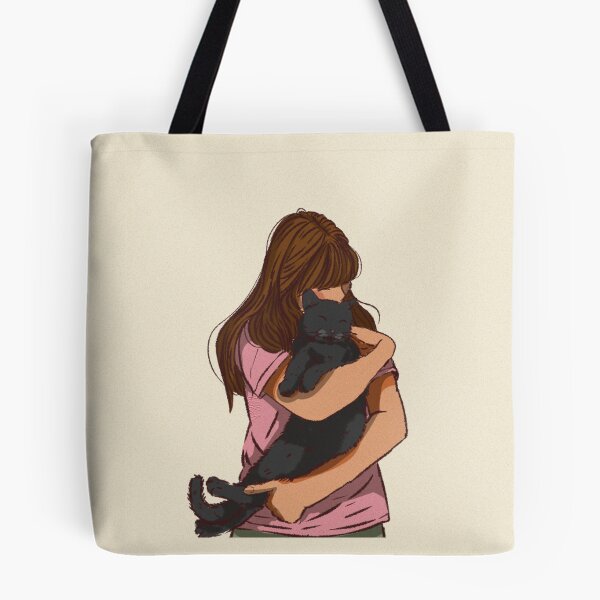 Item preview, Woman in a pink shirt holding her cute cat  designed and sold by Hessah-HA.