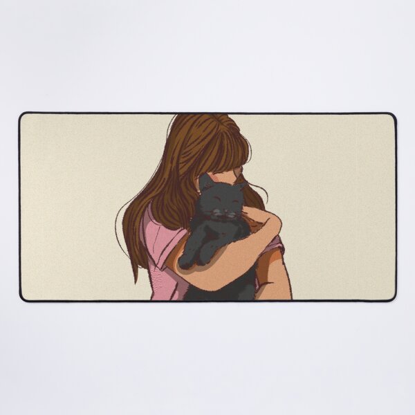 Item preview, Woman in a pink shirt holding her cute cat designed and sold by Hessah-HA.