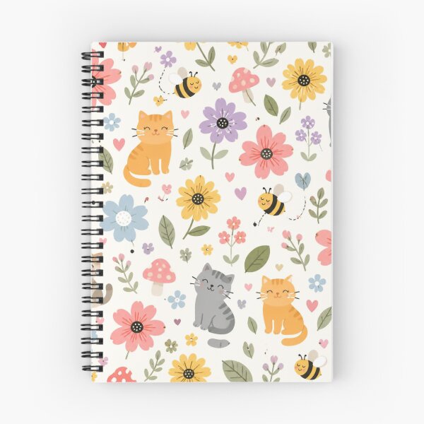 Item preview, Cute Cats & Bees Floral Pattern | Whimsical Spring Cat Illustration designed and sold by My Gluten Free Life UK.