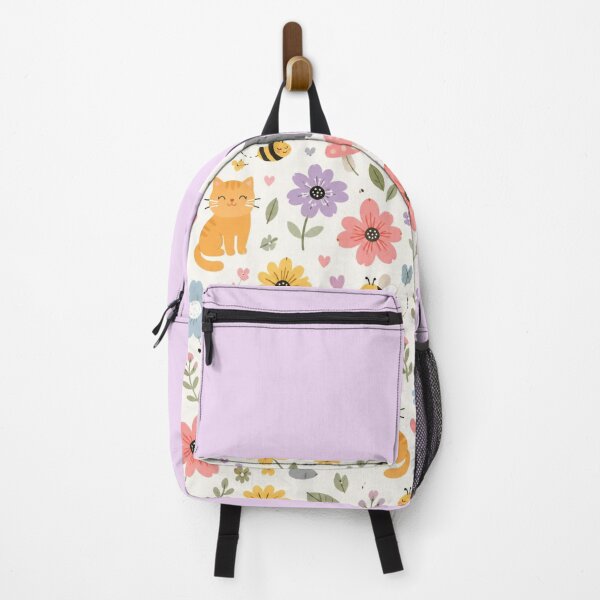 Item preview, Cute Cats & Bees Floral Pattern | Whimsical Spring Cat Illustration designed and sold by My Gluten Free Life UK.