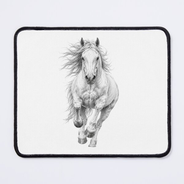 Item preview, White Horse in Gallop – Realistic Graphite Pencil Drawing designed and sold by SmikiM.