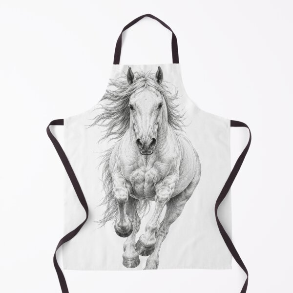 Item preview, White Horse in Gallop – Realistic Graphite Pencil Drawing designed and sold by SmikiM.