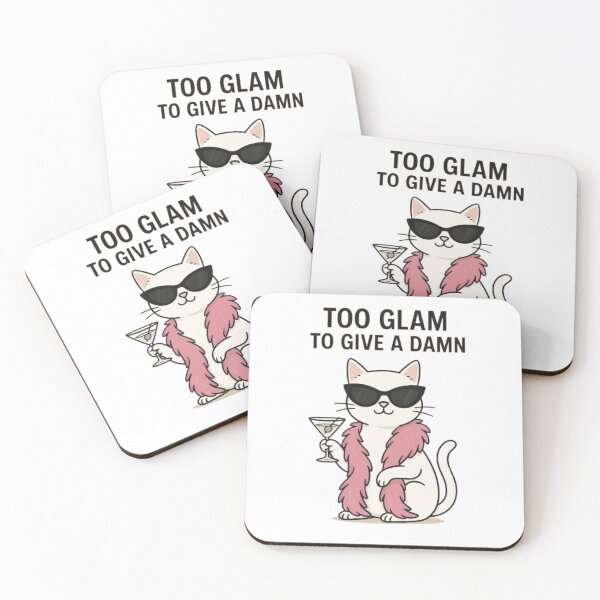 Item preview, Glam Cat – “Too Glam to Give a Damn” Cartoon Style designed and sold by WATEKE.