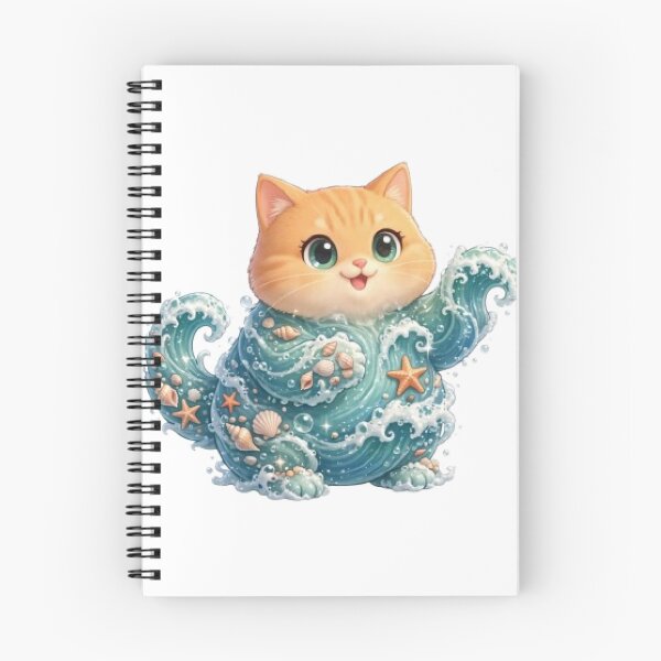 Item preview, Ocean Wave Cat Fantasy Art designed and sold by Moody Vibes Studio.