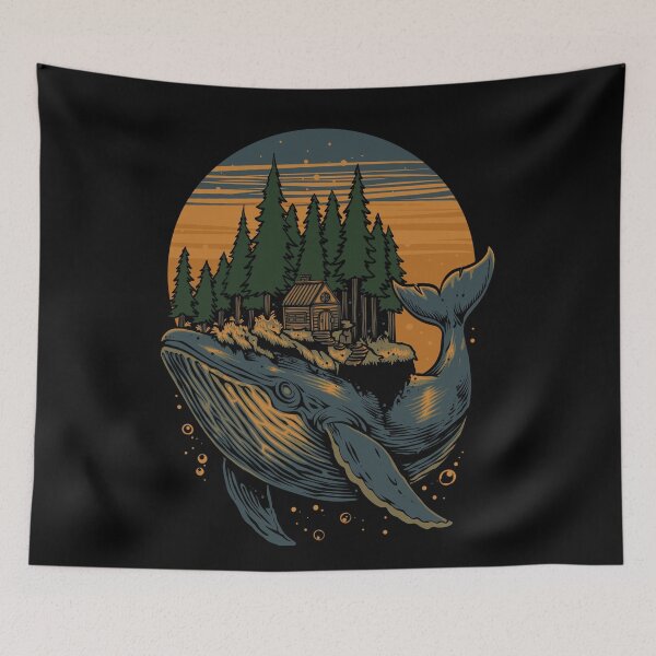 Item preview, Dreamy Whale Moon Vintage Ocean Nature Celestial Art T-Shirt designed and sold by phsycartwork.