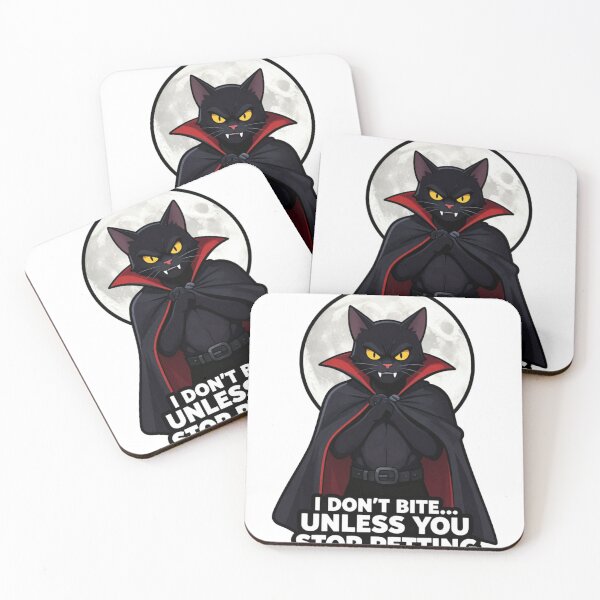 Item preview, I Don’t Bite Unless You Stop Petting Me – Funny Vampire Cat designed and sold by GoldenPaw Society.